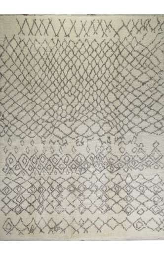 8' x 10' MOROCCAN Berber Beni Ourain Design Rug with Gray Patterns, HANDMADE, 100% Wool