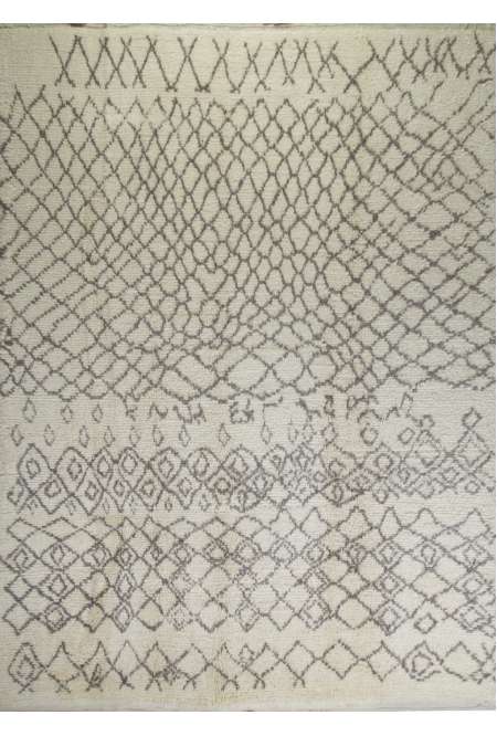 8' x 10' MOROCCAN Berber Beni Ourain Design Rug with Gray Patterns, HANDMADE, 100% Wool