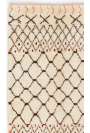 Beige MOROCCAN Berber Beni Ourain Design Rug with Brown and Red patterns, HANDMADE, 100% Wool