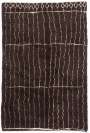 Brown colored MOROCCAN Berber Beni Ourain Design Rug with Beige Line Patterns, HANDMADE, 100% Wool