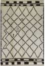 Ivory color MOROCCAN Berber Beni Ourain Design Rug with Brown Diamond and Square patterns, HANDMADE, 100% Wool