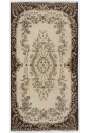 3'9" x 7'2" (116 x 220 cm) Turkish Antique Washed  Rug, Beige & Brown