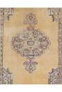 Beige Sun Faded Turkish rug with Purple and Lilac Patterns, 6' x 8'9" (186 x 268 cm )