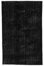 5'10" x 9'2" (178 x 280 cm) Black Color Vintage Overdyed Handmade Turkish Rug, Black Overdyed Rug