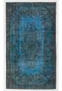 3'10" x 6'9" (118 x 206 cm) Steel Blue Color Vintage Overdyed Handmade Turkish Rug