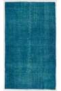 3'7" x 6' (110 x 186 cm) Teal Blue Color Vintage Overdyed Handmade Turkish Rug