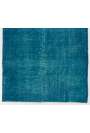 3'7" x 6' (110 x 186 cm) Teal Blue Color Vintage Overdyed Handmade Turkish Rug