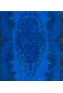 3'7" x 7' (110 x 214 cm) Cobalt Blue Color Vintage Overdyed Handmade Turkish Rug, Blue Overdyed Rug