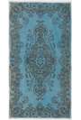 3'8" x 6'10" (114 x 210 cm) Steel Blue Color Vintage Overdyed Handmade Turkish Rug, Blue Overdyed Rug
