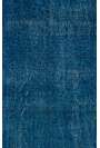 3'9" x 6'10" (116 x 210 cm) Blue Color Vintage Overdyed Handmade Turkish Rug, Blue Overdyed Rug