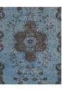 3'9" x 6'5" (115 x 197 cm) Air Force Blue Color Vintage Overdyed Handmade Turkish Rug, Blue Overdyed Rug