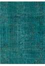 4' x 6'10" (122 x 210 cm) Turquoise Blue Color Vintage Overdyed Handmade Turkish Rug, Blue Overdyed Rug