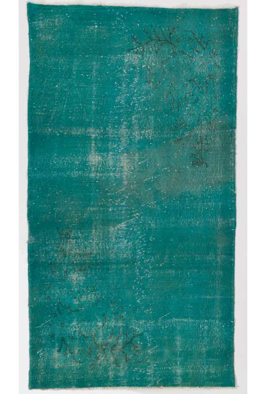 4' x 7' (122 x 213 cm) Turquoise & Teal Blue Color Vintage Overdyed Handmade Turkish Rug, Blue Overdyed Rug