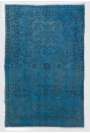 5'1" x 7'10" (155 x 240 cm) Cerulean Blue Color Vintage Overdyed Handmade Turkish Rug