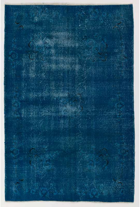 5'4" x 8'1" (163 x 247 cm) Denim Blue Color Vintage Overdyed Handmade Turkish Rug