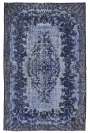 5'6" x 9'4" (170 x 286 cm) Prussian Blue Color Vintage Overdyed Handmade Turkish Rug, Blue Overdyed Rug