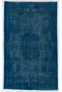 5'6" x 9'4" (170 x 287 cm) Blue Color Vintage Overdyed Handmade Turkish Rug, Blue Overdyed Rug