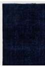 Blue Overdyed Rug 6' x 9'6" (183 x 295 cm) Turkish Handmade Vintage Rug, Dark Blue Overdyed Rug