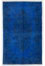 3'8" x 6'2" (118x189 cm) Persian Blue Color Vintage Overdyed Handmade Turkish Rug