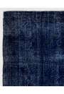 Blue Overdyed Rug 5'6" x 8'7" (171 x 266 cm) Turkish Handmade Vintage Rug, Dark Blue Overdyed Rug