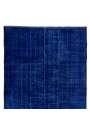 5'9" x 10'7" (182x327 cm) Blue Overdyed Rug with Black Underlying Patterns, Handmade Turkish Rug