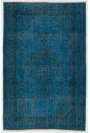 Blue Overdyed Rug 5'6" x 8'4" (168 x 255 cm) Turkish Handmade Vintage Rug, Overdyed Rug