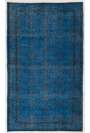 Blue Overdyed Rug 5'6" x 9'3" (168 x 282 cm) Turkish Handmade Vintage Rug, Overdyed Rug