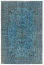 Light Blue Overdyed Rug 5'6" x 8'3" (169 x 253 cm) Turkish Handmade Rug, Overdyed Rug