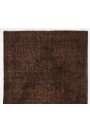 3'10" x 6'11" (117 x 213 cm) Brown Color Vintage Overdyed Handmade Turkish Rug, Brown Overdyed Rug