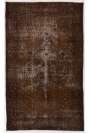 3'10" x 6'4" (118 x 194 cm) Brown Color Vintage Overdyed Handmade Turkish Rug, Brown Overdyed Rug