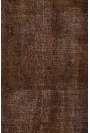 3'11" x 6'11" (120 x 212 cm) Brown Color Vintage Overdyed Handmade Turkish Rug, Brown Overdyed Rug