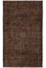 4' x 6'10" (122 x 210 cm) Brown Color Vintage Overdyed Handmade Turkish Rug, Brown Overdyed Rug