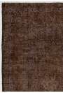 4' x 6'10" (122 x 210 cm) Brown Color Vintage Overdyed Handmade Turkish Rug, Brown Overdyed Rug