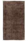 5'4" x 9'7" (163 x 294 cm) Brown Color Vintage Overdyed Handmade Turkish Rug, Brown Overdyed Rug