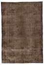 6'5" x 9'7" (197 x 293 cm) Brown Color Vintage Overdyed Handmade Turkish Rug, Brown Overdyed Rug