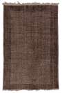 6' x 9' (185 x 275 cm) Brown Color Vintage Overdyed Handmade Turkish Rug, Brown Overdyed Rug