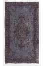 3'10" x 6'11" (119 x 212 cm) Gray Color Vintage Overdyed Handmade Turkish Rug, Gray Overdyed Rug