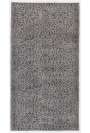 3'4" x 6'4" (104 x 195 cm) Gray Color Vintage Overdyed Handmade Turkish Rug with Brown Underlying patterns, Gray Overdyed Rug