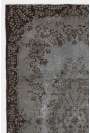 4' x 6'10" (123 x 209 cm)  Gray Color Vintage Overdyed Handmade Turkish Rug with Black Underlying patterns, Gray Overdyed Rug
