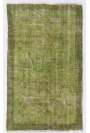 Green Overdyed Rug 3'9" x 6'4" (115 x 195 cm) Turkish Handmade Vintage Rug, Olive Green Overdyed Rug