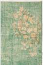 Green Overdyed Rug 3'7" x 6'6" (115 x 204 cm) Handmade Vintage Turkish Rug, Green Overdyed Rug with Floral Patterns
