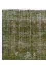 Green Overdyed Rug 7'2" x 10'7" (220 x 325 cm) Turkish Handmade Vintage Rug, Green Handmade Overdyed Rug