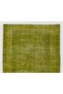 3'10" x 6'8" (119 x 204 cm) Moss Green Color Vintage Overdyed Handmade Turkish Rug, Green Overdyed Rug