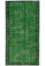 3'7" x 7'1" (110 x 216 cm) Forest Green Color Vintage Overdyed Handmade Turkish Rug, Green Overdyed Rug
