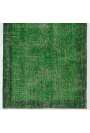 3'7" x 7'1" (110 x 216 cm) Forest Green Color Vintage Overdyed Handmade Turkish Rug, Green Overdyed Rug