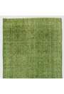 3'8" x 6'11" (114 x 212 cm) Pistachio Green Color Vintage Overdyed Handmade Turkish Rug, Green Overdyed Rug