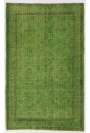 4'1" x 6'6" (125 x 200 cm) Pistachio Green Color Vintage Overdyed Handmade Turkish Rug, Green Overdyed Rug