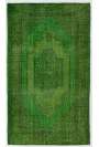 4' x 6'6" (122 x 206 cm) Green Color Vintage Overdyed Handmade Turkish Rug, Green Overdyed Rug