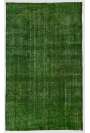5'3" x 8'9" (161 x 268 cm) Green Color Vintage Overdyed Handmade Turkish Rug, Green Overdyed Rug