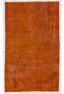 3'9" x 6'11" (116 x 213 cm) Orange Color Vintage Overdyed Handmade Turkish Rug, Orange Overdyed Rug